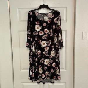 Nina Leonard Floral High-Low Trapeze Dress- Size XL